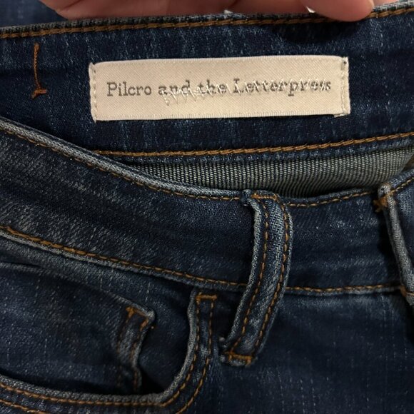 Pilcro and the Letterpress Anthropologie Stet Blue Denim Jeans Pants Size 27 - Picture 6 of 8